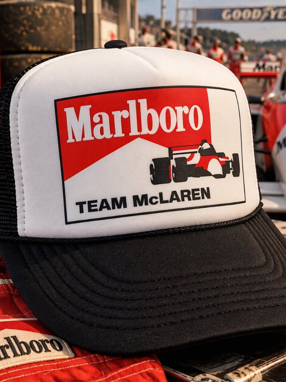 Marlboro McLaren F1 Trucker Hat Retro Formula Racing Snapback Cap Racing